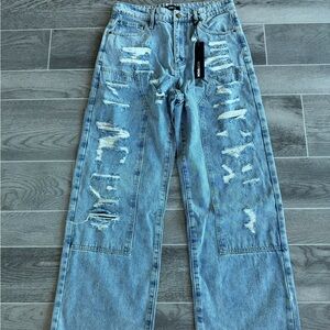 Fashion Nova Light Blue Relaxed Men Jeans